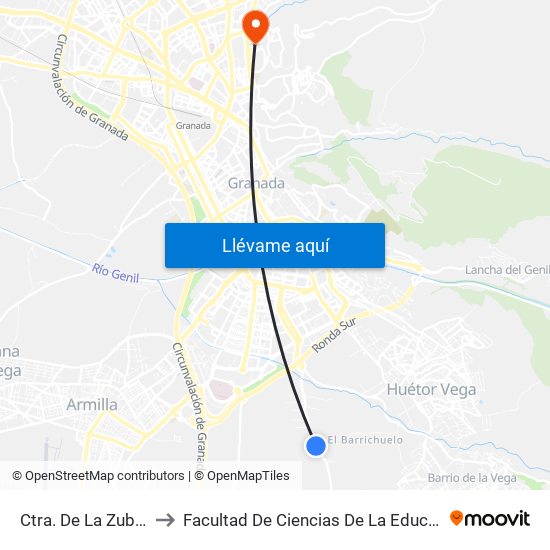 Ctra. De La Zubia 4 to Facultad De Ciencias De La Educación map
