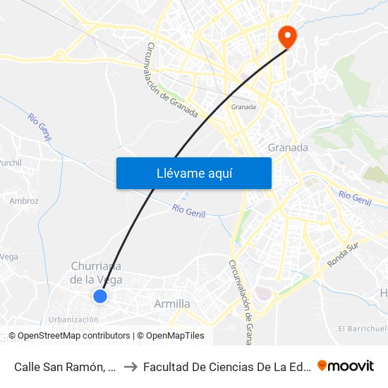 Calle San Ramón, 56-58 to Facultad De Ciencias De La Educación map