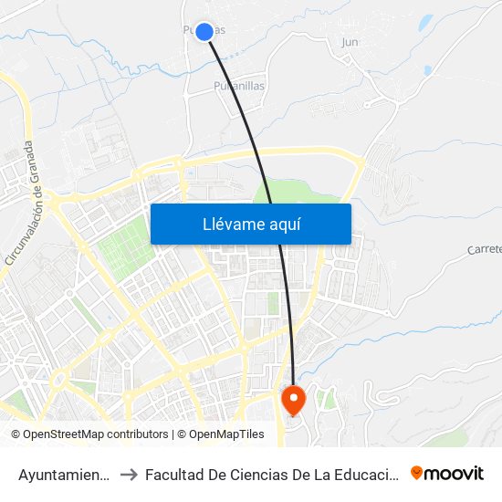 Ayuntamiento to Facultad De Ciencias De La Educación map