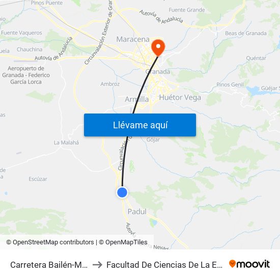 Carretera Bailén-Motril, 6 to Facultad De Ciencias De La Educación map