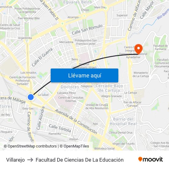 Villarejo to Facultad De Ciencias De La Educación map