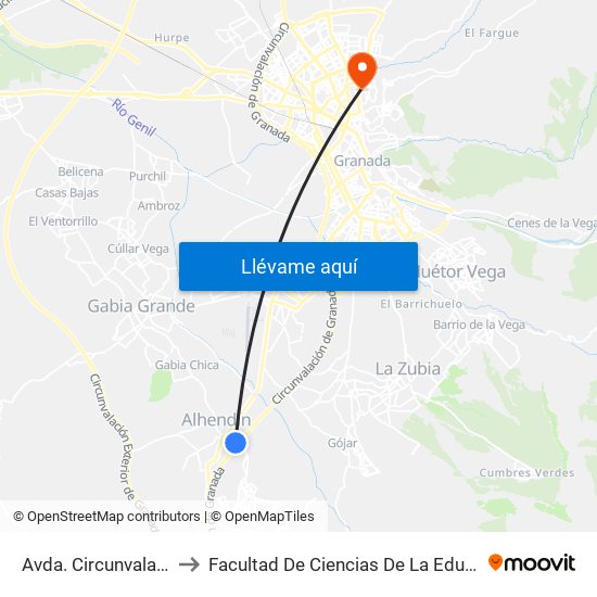 Avda. Circunvalación to Facultad De Ciencias De La Educación map