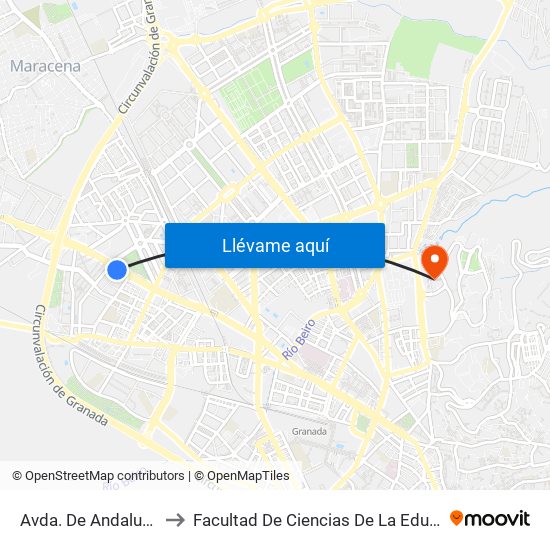 Avda. De Andalucía 4 to Facultad De Ciencias De La Educación map