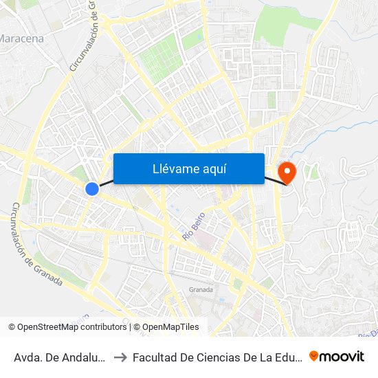Avda. De Andalucía 3 to Facultad De Ciencias De La Educación map