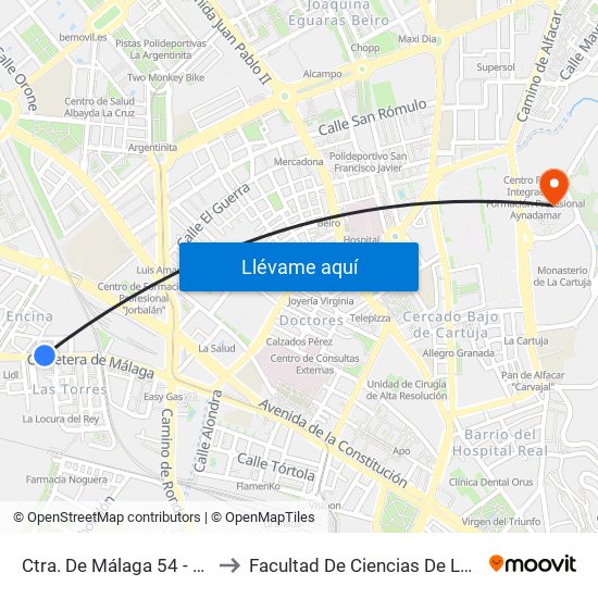 Ctra. De Málaga 54 - Fte Torres to Facultad De Ciencias De La Educación map