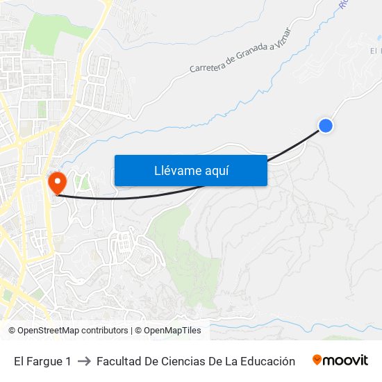 El Fargue 1 to Facultad De Ciencias De La Educación map