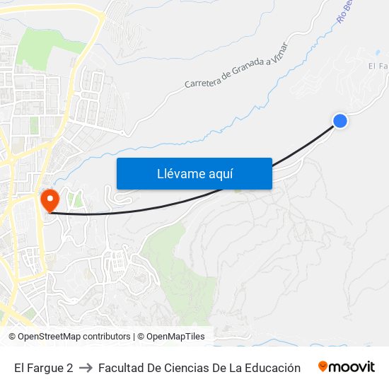 El Fargue 2 to Facultad De Ciencias De La Educación map