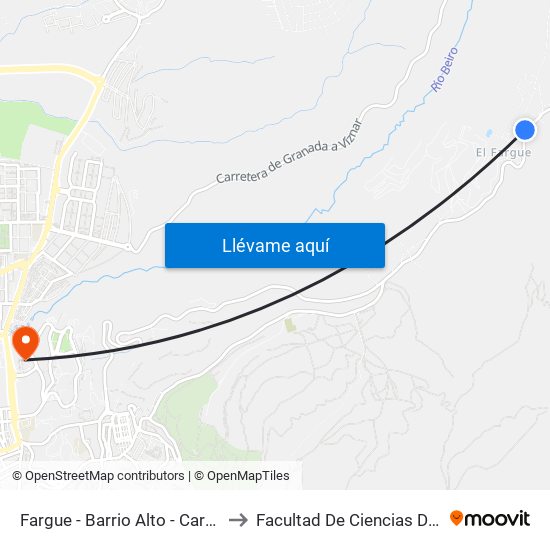 Fargue - Barrio Alto - Carretera De Murcia to Facultad De Ciencias De La Educación map