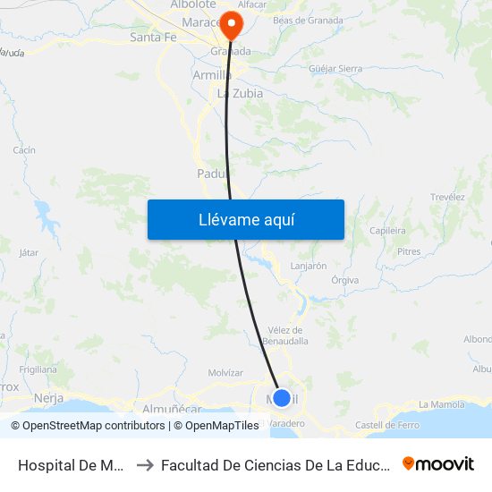 Hospital De Motril to Facultad De Ciencias De La Educación map