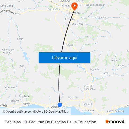 Peñuelas to Facultad De Ciencias De La Educación map