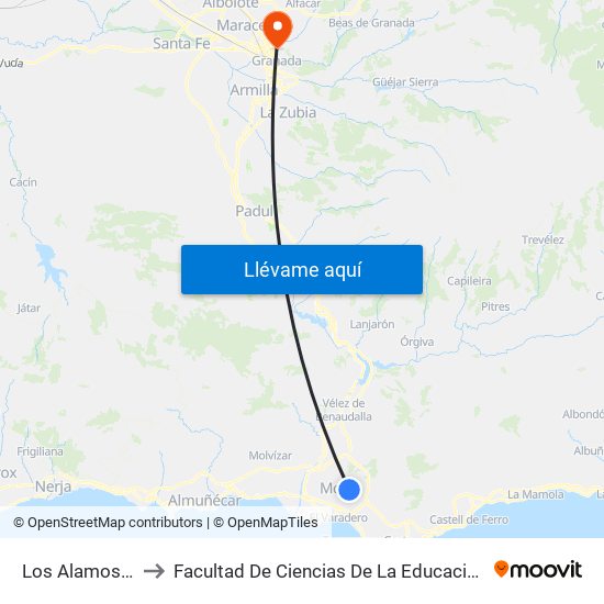 Los Alamos 1 to Facultad De Ciencias De La Educación map