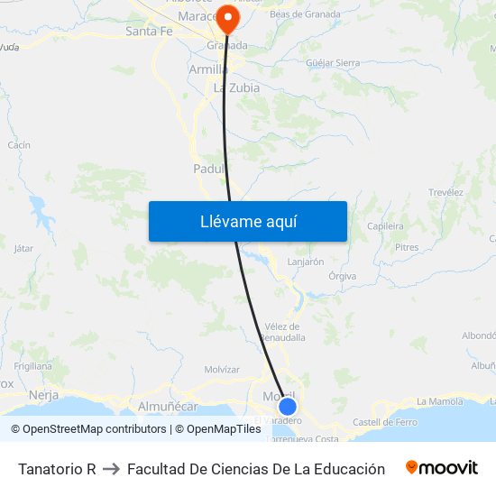 Tanatorio R to Facultad De Ciencias De La Educación map