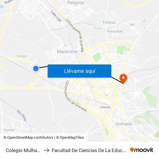 Colegio Mulhacén to Facultad De Ciencias De La Educación map