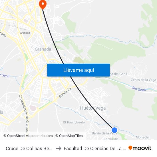 Cruce De Colinas Bermejas V to Facultad De Ciencias De La Educación map