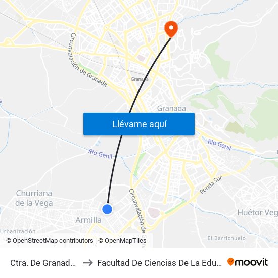 Ctra. De Granada 3 V to Facultad De Ciencias De La Educación map