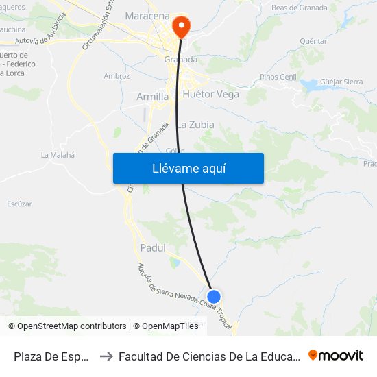 Plaza De España to Facultad De Ciencias De La Educación map