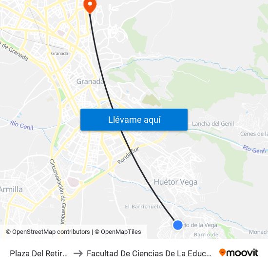 Plaza Del Retiro V to Facultad De Ciencias De La Educación map