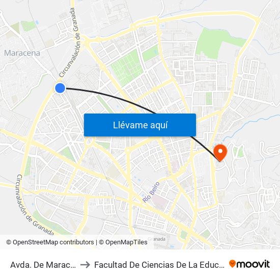 Avda. De Maracena to Facultad De Ciencias De La Educación map