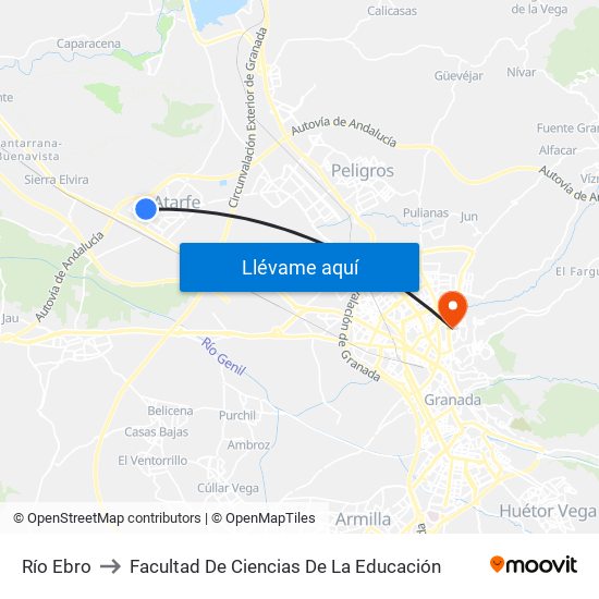 Río Ebro to Facultad De Ciencias De La Educación map