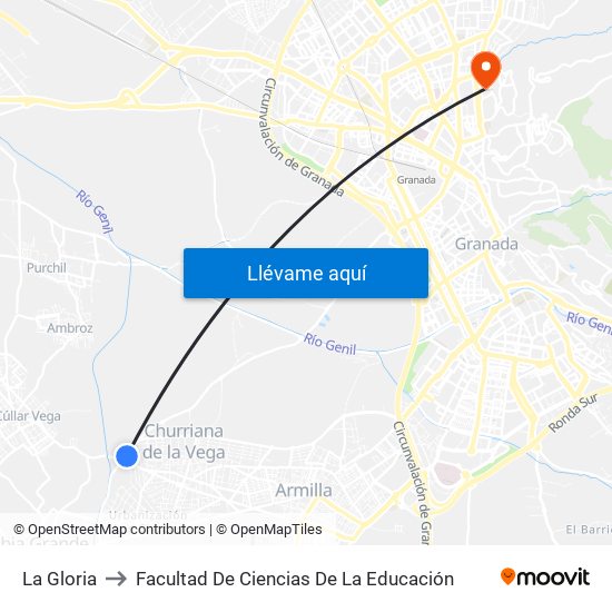 La Gloria to Facultad De Ciencias De La Educación map