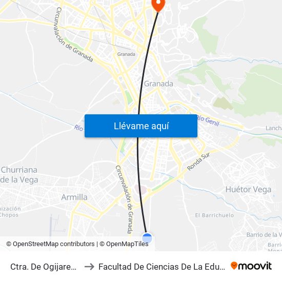 Ctra. De Ogijares 4 V to Facultad De Ciencias De La Educación map