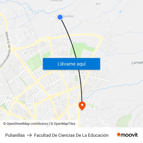 Pulianillas to Facultad De Ciencias De La Educación map