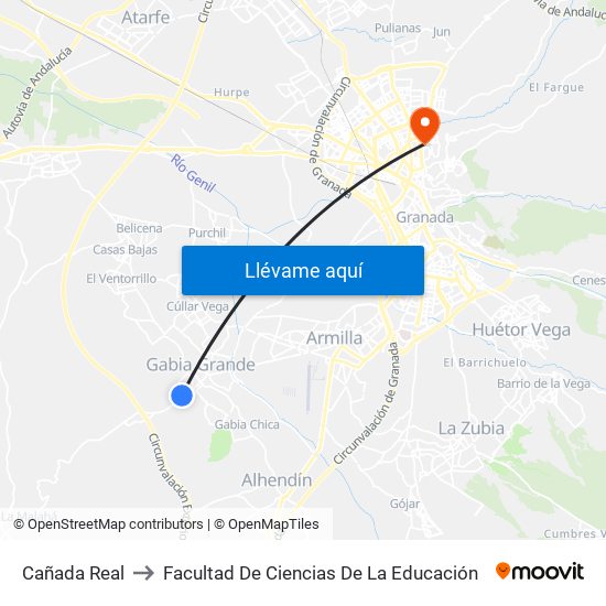 Cañada Real to Facultad De Ciencias De La Educación map