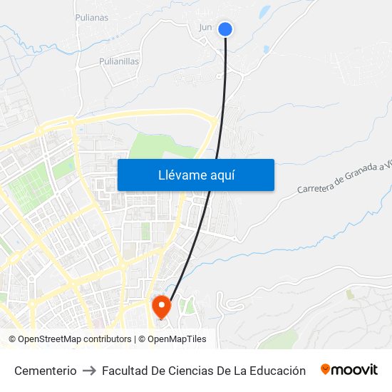 Cementerio to Facultad De Ciencias De La Educación map