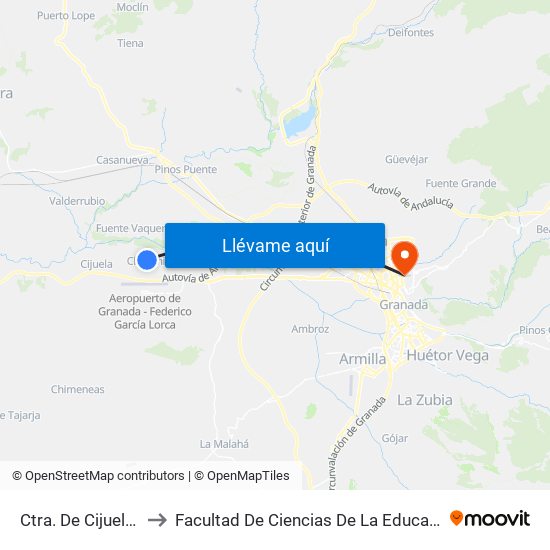 Ctra. De Cijuela 1 to Facultad De Ciencias De La Educación map