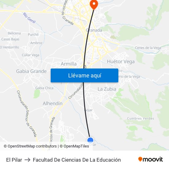 El Pilar to Facultad De Ciencias De La Educación map