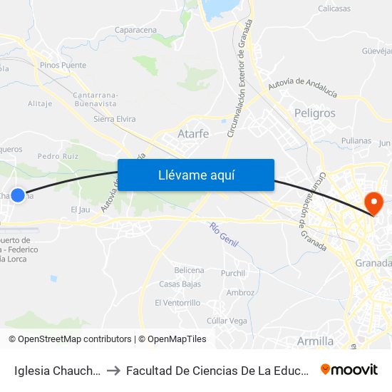 Iglesia Chauchina to Facultad De Ciencias De La Educación map