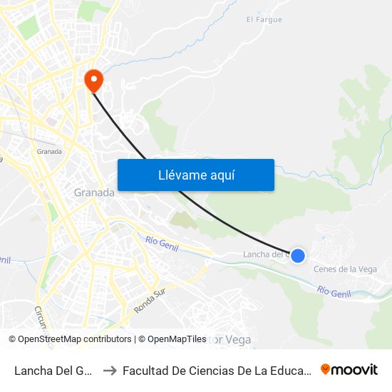 Lancha Del Genil to Facultad De Ciencias De La Educación map