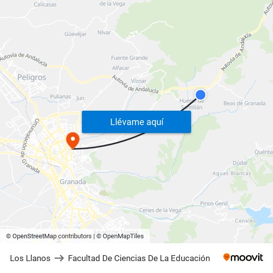 Los Llanos to Facultad De Ciencias De La Educación map