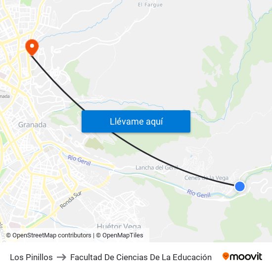 Los Pinillos to Facultad De Ciencias De La Educación map