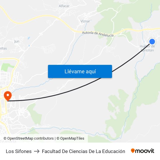 Los Sifones to Facultad De Ciencias De La Educación map