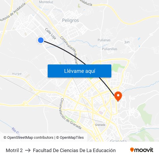 Motril 2 to Facultad De Ciencias De La Educación map