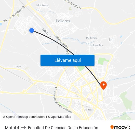 Motril 4 to Facultad De Ciencias De La Educación map