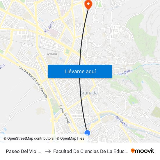Paseo Del Violón 2 to Facultad De Ciencias De La Educación map