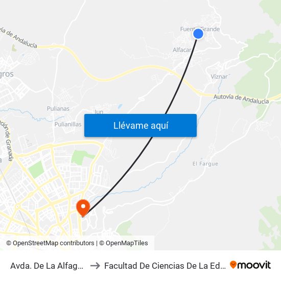 Avda. De La Alfaguara 2 to Facultad De Ciencias De La Educación map