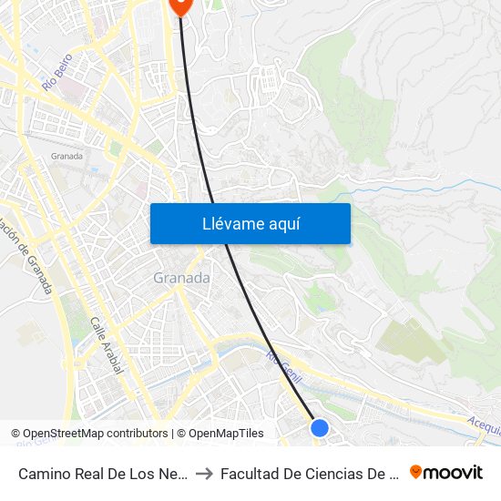 Camino Real De Los Neveros - Fte 4 to Facultad De Ciencias De La Educación map