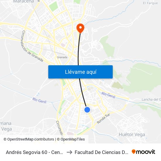 Andrés Segovia 60 - Centro Cívico Zaidín to Facultad De Ciencias De La Educación map