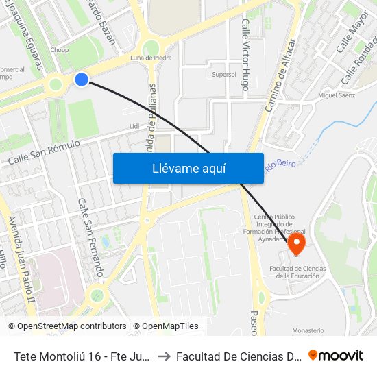 Tete Montoliú 16 - Fte Junta De Andalucía to Facultad De Ciencias De La Educación map