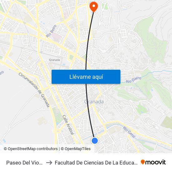 Paseo Del Violón to Facultad De Ciencias De La Educación map