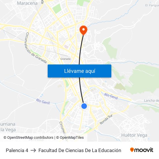 Palencia 4 to Facultad De Ciencias De La Educación map