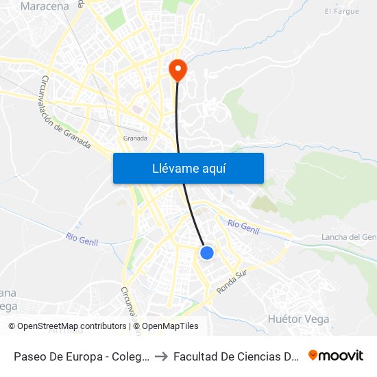 Paseo De Europa - Colegio García Lorca to Facultad De Ciencias De La Educación map