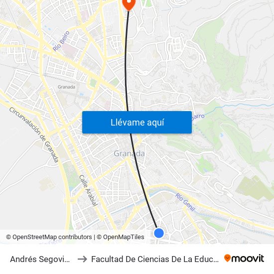 Andrés Segovia 35 to Facultad De Ciencias De La Educación map