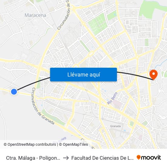 Ctra. Málaga - Polígono Fatinafar to Facultad De Ciencias De La Educación map