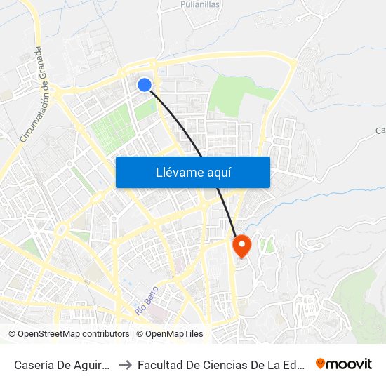Casería De Aguirre 63 to Facultad De Ciencias De La Educación map
