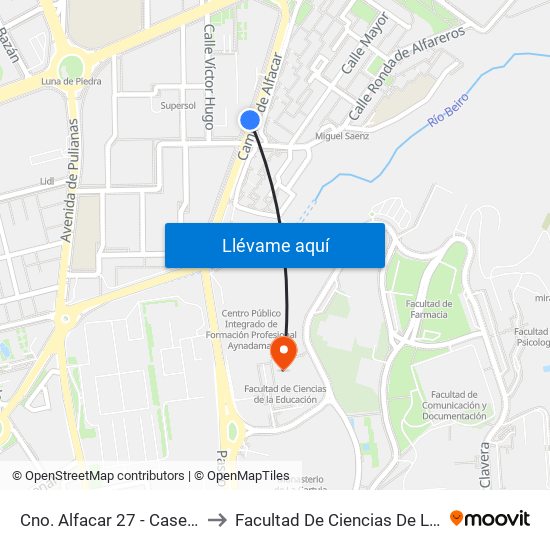 Cno. Alfacar 27 - Casería Montijo to Facultad De Ciencias De La Educación map
