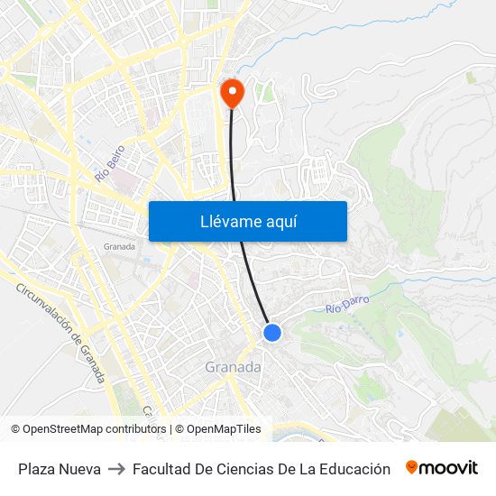 Plaza Nueva to Facultad De Ciencias De La Educación map